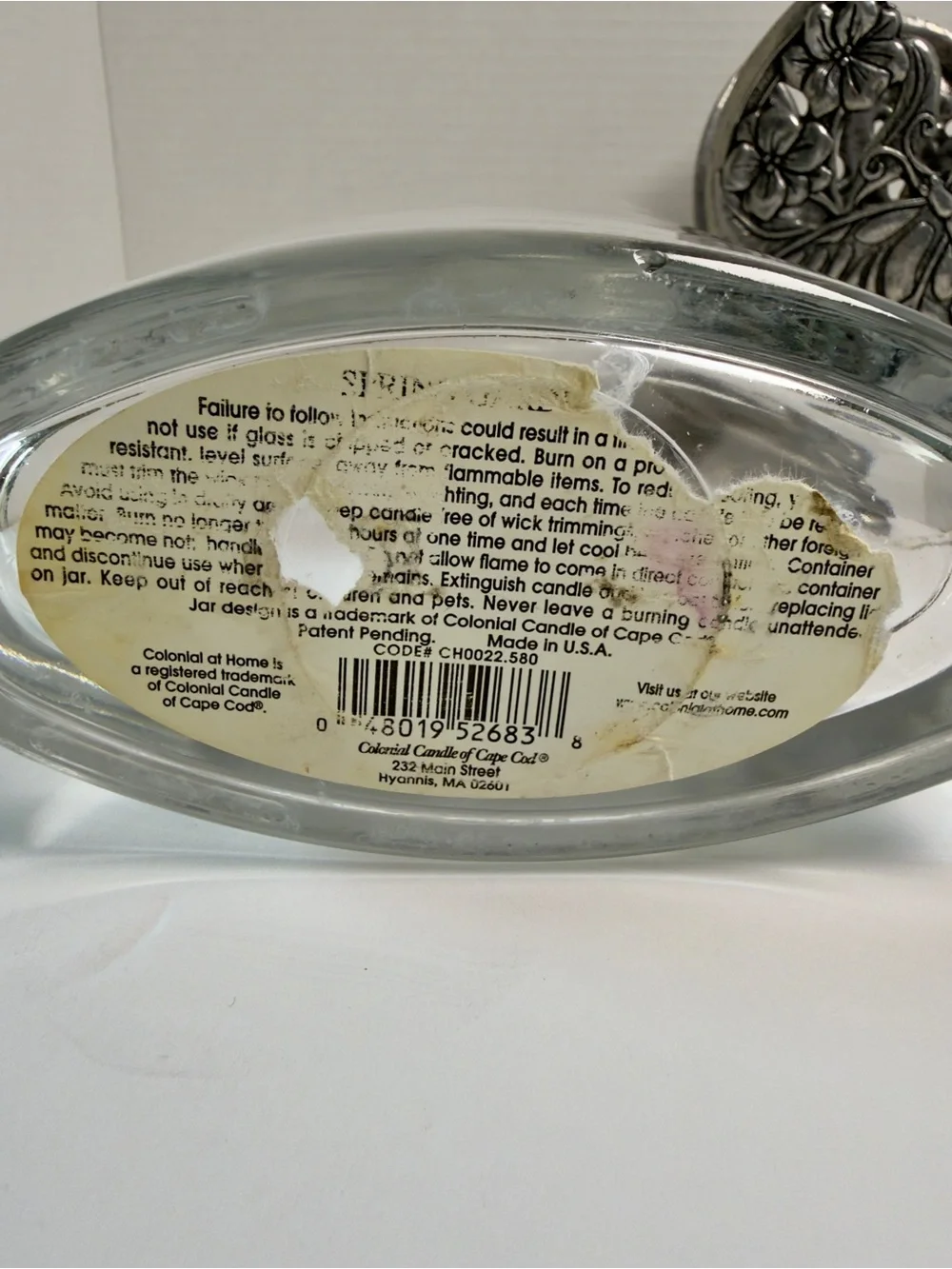 Butterfly Floral Glass Votive Holder - Silver